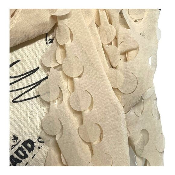 Cream Polka Dot Textured Scarf Polyester Lightweight & Stylish 18" Wide G Brand - Picture 2 of 5
